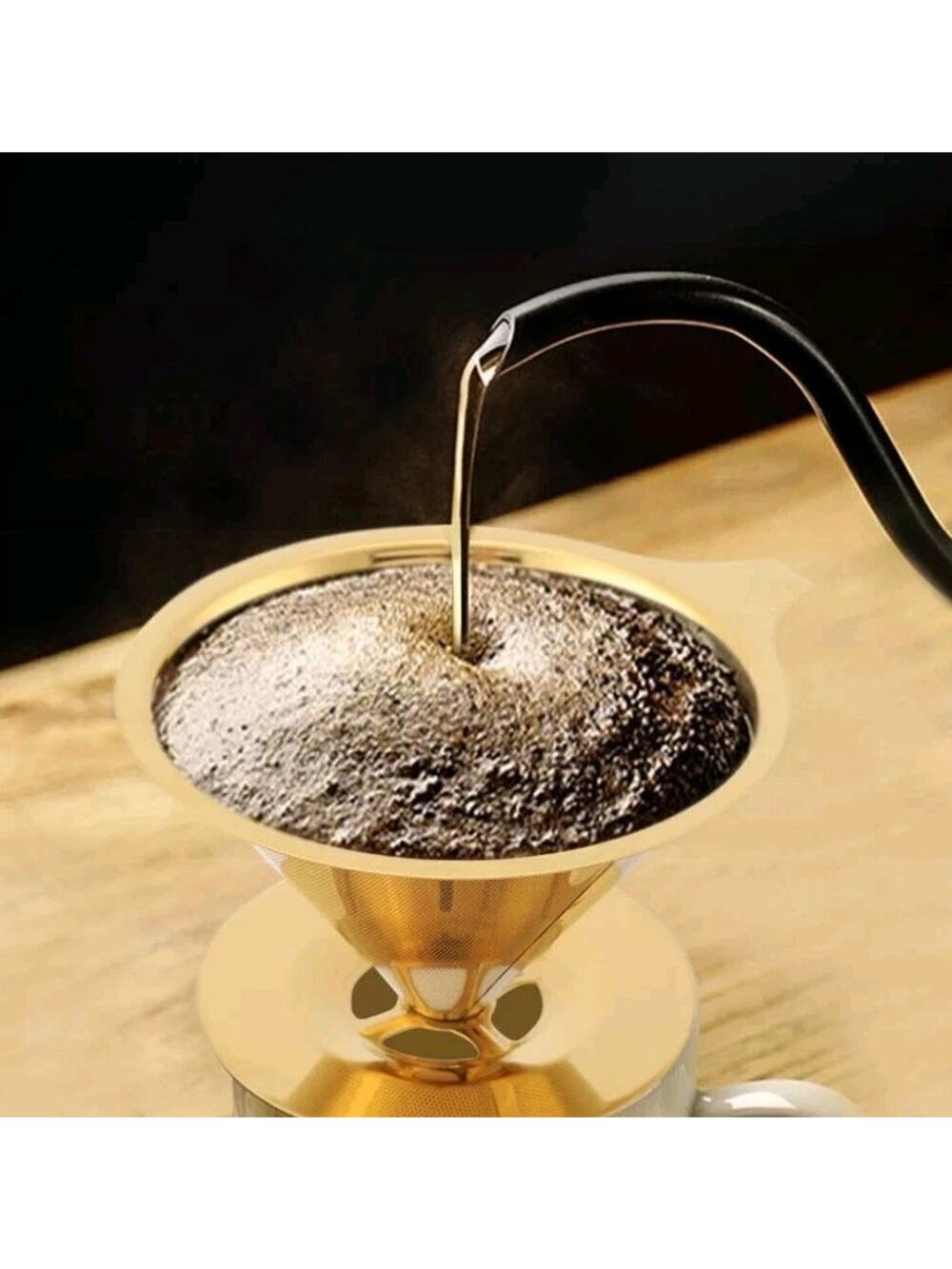 Stainless Steel Titanium Gold Pour Over Coffee Dripper Filter with Cup Stand